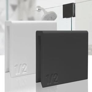 Frameless Glass Shower Door Latch - No Drill Sliding Stop for Privacy, Effective Pet Barrier for Bathroom, Removable & Damage-Free Accessory for Rental Homes & Shared Spaces (Black, 1/2 in)