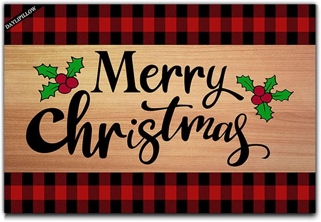 Merry Christmas Door Mat Indoor Entrance Doormat, Christmas Door Mat Outdoor Welcome Mat for Front Door 23.6"x15.7"
