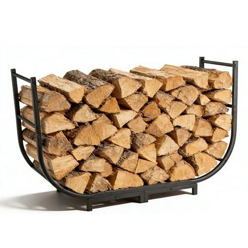facka Curved Firewood Rack, Indoor Outdoor Log Firewood Holder, Metal Fireplace Wood Storage, Waterproof & Rustproof(Curved 40Inch Rack)