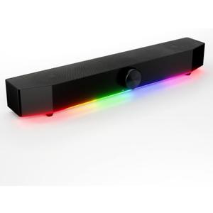 Tilted Nation Gaming Soundbar - Monitor Sound Bar for PC - RGB Computer Speakers for Desktop PC (Wireless or USB Wired) Crisp Audio and Adjustable LED (Black)