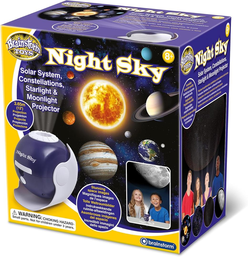 Brainstorm Toys: Night Sky Projector - Solar System, Constellations, Starlight & Moonlight Projector - 12' Projection