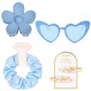 4 PCS Bridesmaid Proposal Gifts Bridesmaid Hair Clips Bridesmaid Scrunchies Bridesmaid Sunglasses Bridal Shower Gifts Silk Satin Soft Hair Accessories Bridesmaid Wedding Favor Women Girls(Blue)