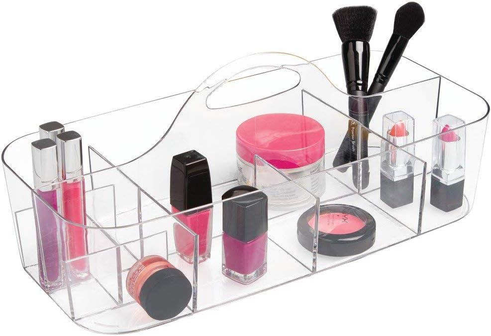 iDesign Clarity Cosmetic Organizer Tote for Vanity Cabinet to Hold Makeup, Beauty Products - Clear 14.5" x 7" x 5.75" (Large)