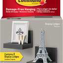 Command Display Ledges, Holds up to 2 lb, Slate, 2 Ledges with 8 Medium Command Strips, Damage Free Hanging Floating Shelf with Adhesive Strips, Personalize Living Room, Bedroom, Kids Room or Office