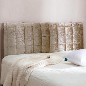 Headboard Cover Bed - Thickened Soft Stretch Slipcover Flannel Fabric, Elastic Bottom Hold & Side Pockets, Dust-Proof Protector for Upholstered Bed (71 * 28inch, Golden)