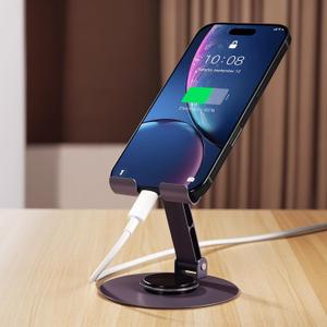 360° Rotation Carbon Steel Alloy Cell Phone Stand, Folding Phone Stand/ Portable Phone Holder Suitable for All Smartphones (Purple）