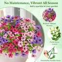 Elyum Artificial Flowers for Outdoors, 18 Bundles Artificial Plants & Flowers Outdoor, UV Resistant Faux Flowers Outdoor Fake Flowers for Outside Porch Window Box Decoration(Mixed Color)