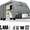 RV Cover, Upgraded 7 Layers top Travel Trailer Cover Fits 24-27 ft RV, Waterproof Camper Cover for Toy Hauler with Tongue Jack Cover, Gutter Covers