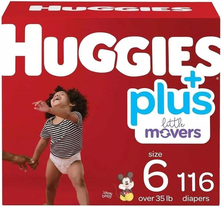 Huggies Plus Diapers, Size 6 (35+ Pounds), 116 Count