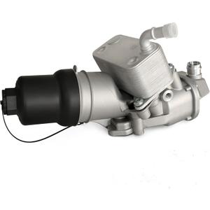 MITZONE Upgrade Aluminium Oil Cooler Filter Housing with Oil Cooler Compatible with VW Jetta GTI Golf R Passat Audi A4 A3 TT TTS 2.0L Replace 06F115397K 06F115397J 06F115397H