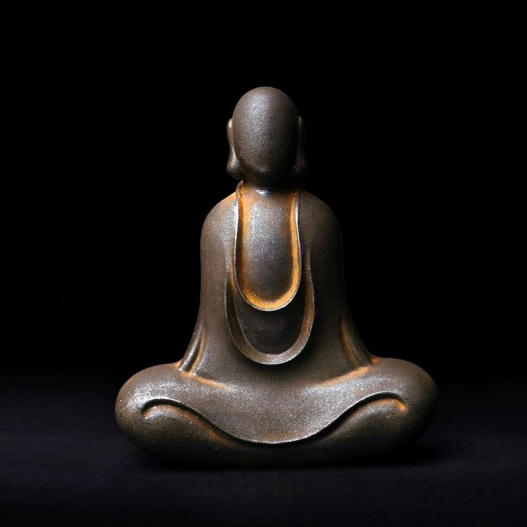 Faceless Buddha Statue - Solid Cast Iron Buddha Figurine, Indoor Outdoor Zen Decor for Spiritual Room Meditation