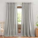 NICETOWN Linen Gray 108 inch Curtains for Living Room, Rod Pocket & Back Tab Flax Linen Burlap Semi Sheer Eclectic Window Treatments Privacy with Light Filtering for Living Room, W52 x L108