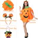 FEPITO 4Pcs Unisex Adult Halloween Pumpkin Costume Funny Halloween Costumes Orange Pumpkin Cosplay Party Clothes