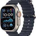 Apple Watch Ultra 2 [GPS + Cellular, 49mm] - Titanium Case with Blue Ocean Band, One Size Fits 130-200mm Wrists, Style: Modern