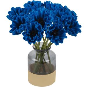 IPOPU Royal Blue Flowers Artificial Poppies 10PCS Real Touch Faux Poppy Flowers 13" Blue Fake Poppies for Vase Floral Centerpieces, Tables, Wedding Decorations, Reception