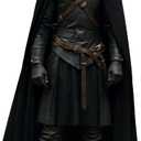 L'VOW Medieval Black Cloak with Hood Renaissance Hooded Cape for Halloween Assassin Creed Ninjia Cosplay