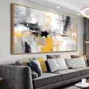 Wall Art Yellow Black White and Grey Modern Artwork for Living Room Bedroom Dining Room Home Office Decor 30"x60" with Framed