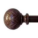 Hermosa 26 in. to 48 in. Adjustable 5/8 in. Single Curtain Rod in Walnut with Finials