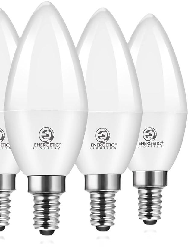 Energetic E12 LED Candelabra Light Bulbs 5.5W (60 Watt Equivalent), Daylight 5000K, 600LM Chandelier Light Bulbs, B11 Candle Bulbs for Ceiling Fan, RA 80 Recessed Can Light, Non-Dimmable, Pack of 3