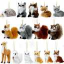 Skylety 15 Pieces Animal Ornaments, Woodland Faux Fur Animal Hanging Ornament Bulk Plush Simulation Fall Christmas Tree Decoration for Home Backpack Party Holiday