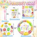125PCS Easter Plates and Napkins Set, Colorful Egg Bunny Pattern Disposable Paper Plate Cups Forks Napkins for Easter Party Decorations, Serve for 25 Guests (Easter Egg)