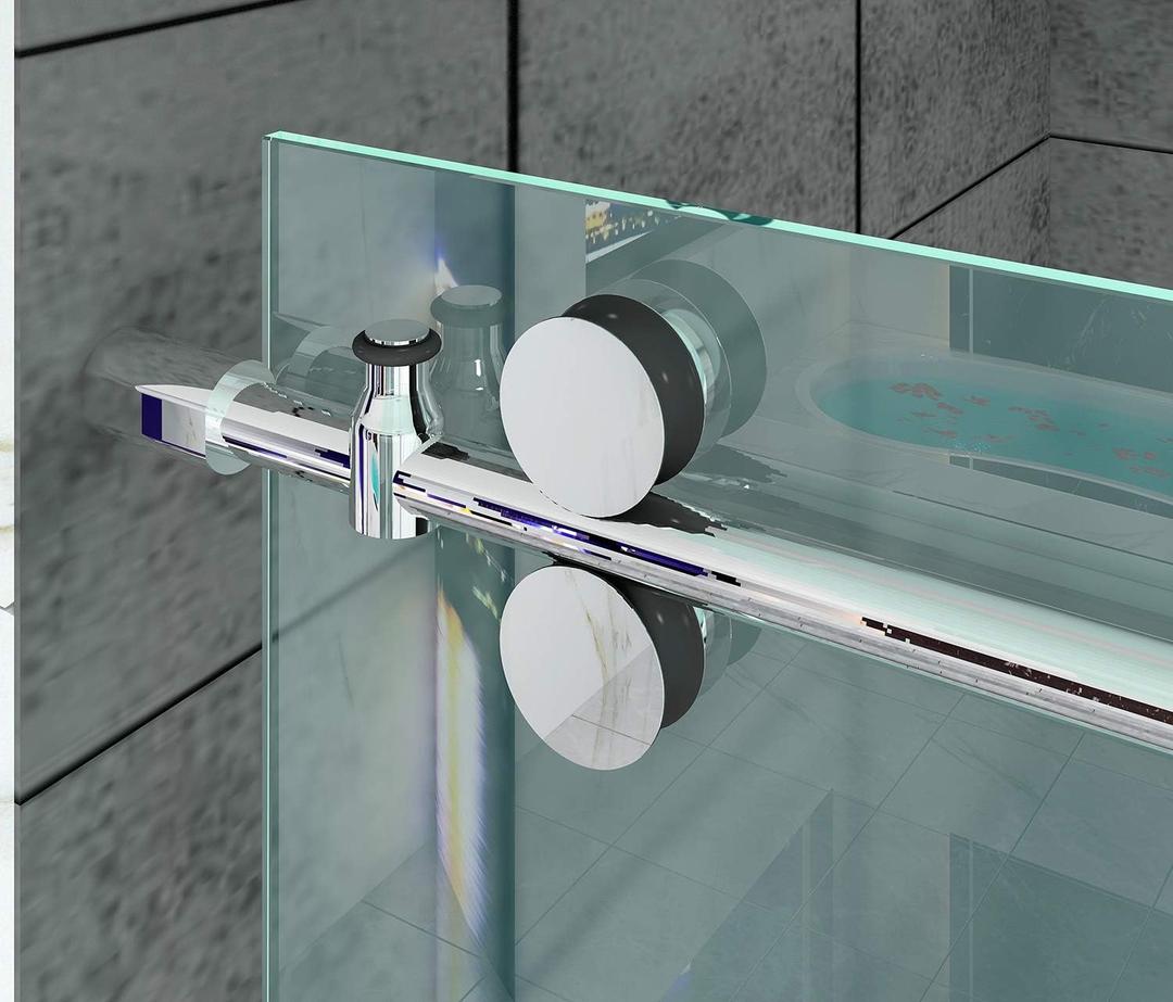 DIYHD 5FT Chrome Twin Roller Sliding Frameless Shower Door Hardware Kit
Glass not included; Features 304 stainless steel hardware and a space-saving in-line design for 8-10mm glass