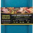 casaWare Ceramic Coated Non-Stick 2pc Bake & Cover Set Ultimate Commercial Weight, 15x10x3-inch Deep Lasagna/Roaster Pan and 14x9.5x3/4-inch Cookie Sheet/Baking Cover Pan with Handles (Blue Granite)