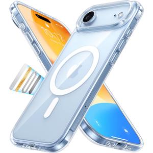 TORRAS Stronger Magnetic Clear for iPhone Air Case 6.5'', Thin Fit for MagSafe, Transparent & Anti Yellowing Slim Case for iPhone 17 Air with Camera Control Button, Drop Tested, Diamond Clear
