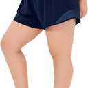 Aurefin High Waisted Athletic Shorts for Women, Womens Plus Size Running Workout Shorts with Liner and Zip Pocket 4 inch (1X, Navy Blue)