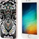 for iPhone 8 Plus Case,for iPhone 7 Plus Case for Women Men Girl,VoMotec Shockproof Anti-Scratch Slim Soft TPU Clear Protective Cover Cases for iPhone 8 7 Plus 5.5,Black Tiger Head with Colorful Cross