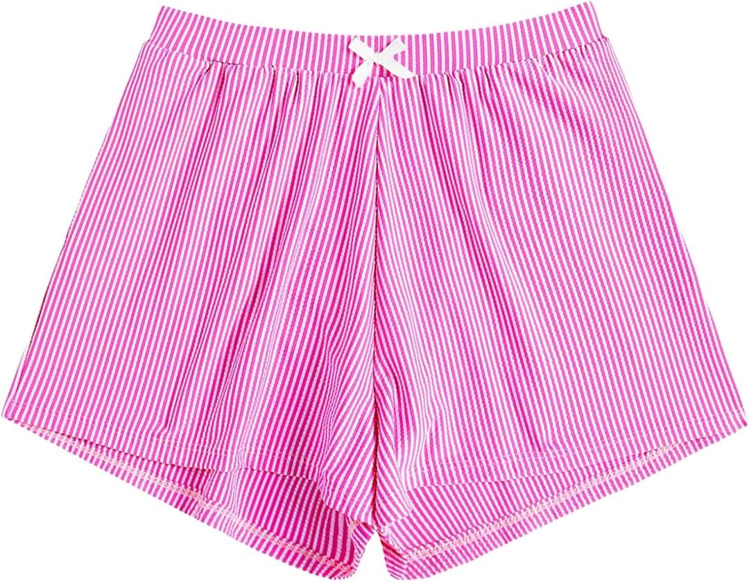 ZAFUL Women's Swim Shorts High Waisted Bow Gingham Floral Print Boyshorts Bathing Suit Swimsuit Bottoms Board Shorts (S)