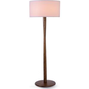 62" Tall Rustic Wood Floor Lamp for Living Room, Farmhouse Walnut Wood Floor Lamps with Linen Shade for Reading, UL Listed Stand Lamps with Woods Base for Bedroom, Corner, Office, White Shade