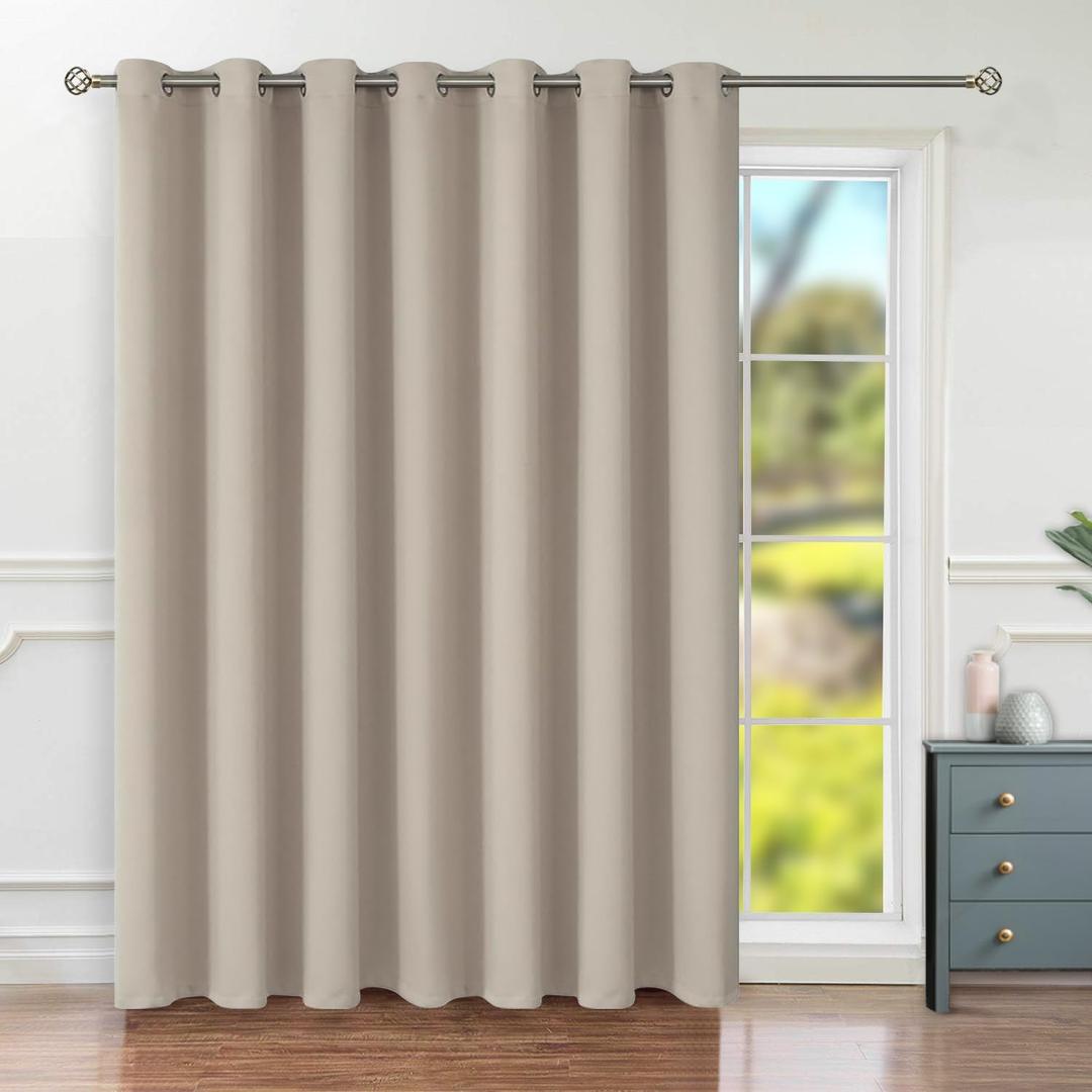 BGment Sliding Door Curtain for Patio 84 Inch Long, Extra Wide Room Divider Room Darkening Curtain for Bedroom, Blackout Thermal Insulated Privacy Window Drape, 1 Panel, Camel, 100 Inches Wide