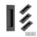 Ravinte 4 Pack Black Sliding Closet Door Handles Black Flush Pulls 4.72in Length Recessed Finger Pulls for Sliding Barn Door Sqaure Cabinet Pulls Stainless Steel
