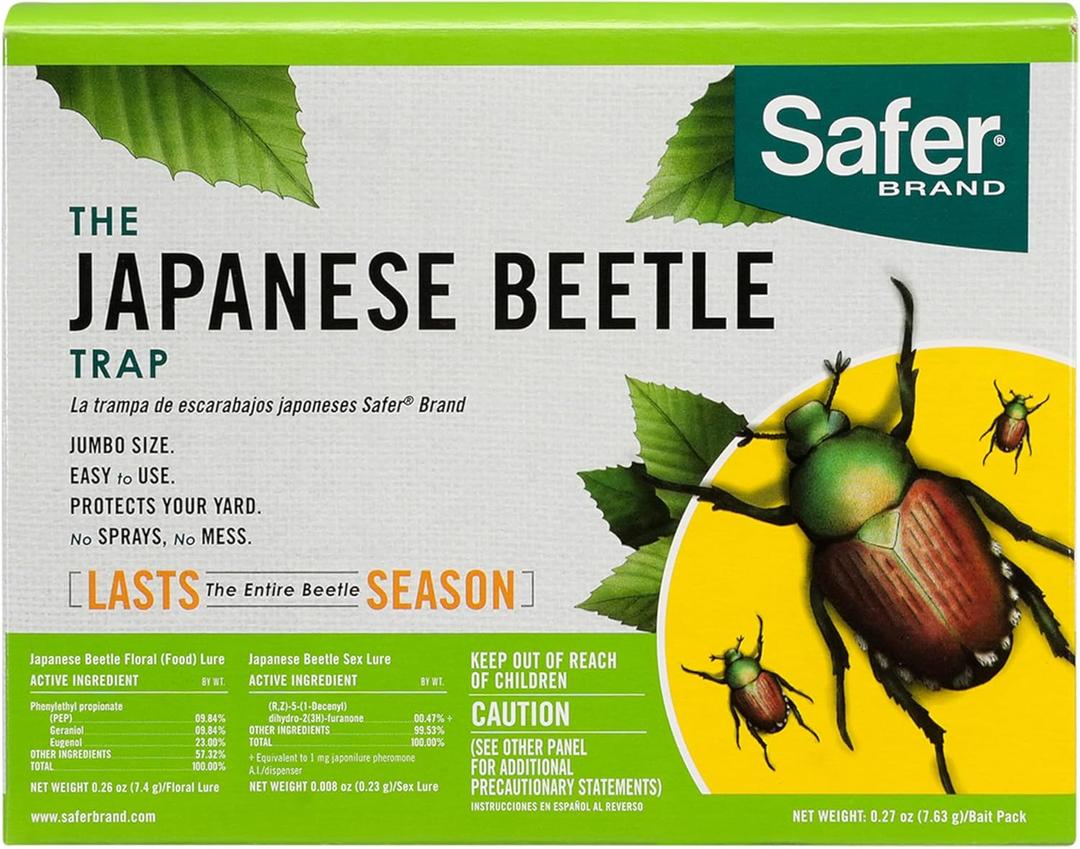 Safer Brand Japanese Beetle Trap with Attractant - 70102 - Includes 1 Trap, 1 Lure, and 2 Jumbo Bags - Japanese Beetle Traps Outdoor