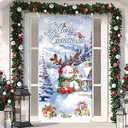 Merry Christmas Door Cover, Christmas Door Decorations, Snowflake Banner Porch Sign Hanging Backdrop Xmas Decor for Home Winter Indoor Outdoor Party Decor 35.4 x 70.8 Inches