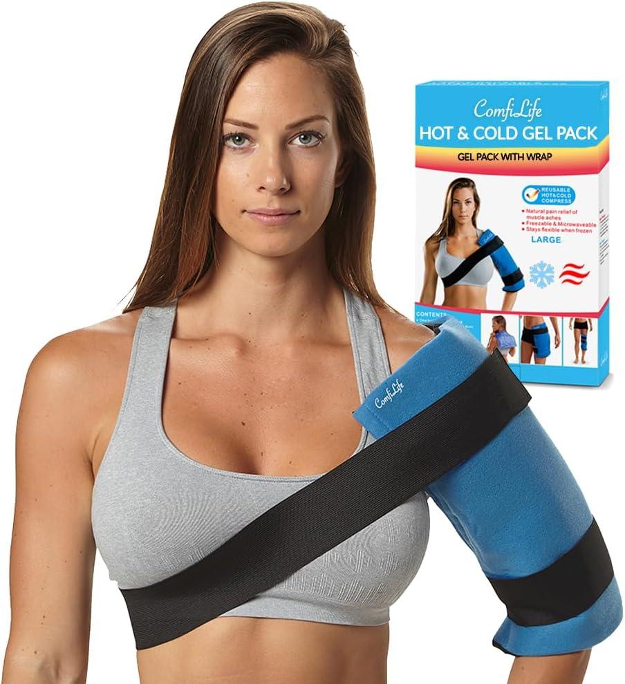 ComfiLife Ice Packs for Injuries  Reusable Hot and Cold Pack with Wrap  Soft Gel Ice Packs for Back, Shoulder, Hip, Knee, Elbow, Joint Pain Relief  Heat & Cold Therapy (Large (Pack of 1))