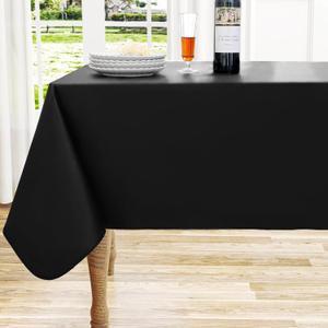 homing Rectangle Vinyl Tablecloth, Waterproof Spillproof Plastic Flannel Backed Easter Table Cloth, Wipe Clean Table Cover for Dining, Buffet Parties and Camping (Black, 54" x 78")