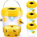 Wasp Traps Outdoor Hanging, Solar Wasp Trap for Hunting Wasps, Bees, Hornets, Insects, Carpenter Bee Traps for Outside, Reusable Wasp Traps, Bee Killer and Wasp Catcher for Outside 4 Pack