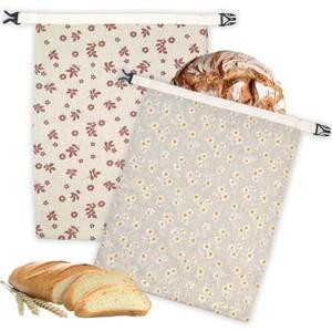 2 Pack Beeswax Bread Bags for Homemade Bread with Zipper, Large 13x17'' Reusable Beeswax Sourdough Bread Storage Bag, Keep Loaves Fresh Longer, Freezer Safe & Airtight, Natural, Zero Waste