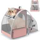 Cat Backpack Carrier Expandable for Travel: Foldable Pet Backpack with Breathable Mesh for Medium Small Dog Cat Puppy Kitten up to 15 Lbs, Cat Carrier Soft Backpack for Hiking Camping Outdoor(Pink)