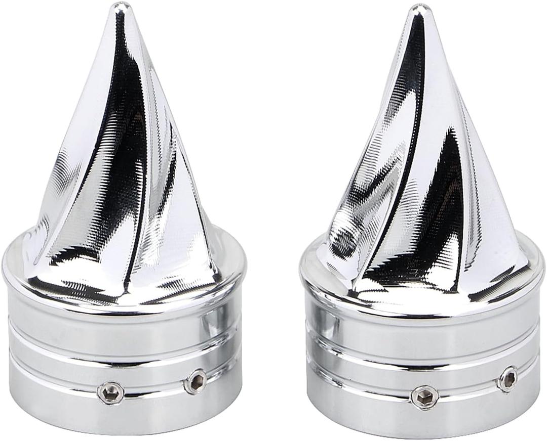 Chrome Front Twisted Axle Nut Covers Spike Axle Caps Compatible for Harley Touring Softail Sportster Dyna Street Glide Road King Road Glide Electra Glide 2008-2023