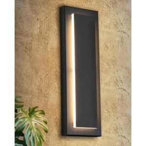 tewei 15.7 Inch Modern Outdoor Wall Sconce, Long Black LED Exterior Lighting Fixtures, Modern Large Outdoor Front Porch Lights Outside Wall Mount Lights for House, Warm White 3000K, 1 Pack