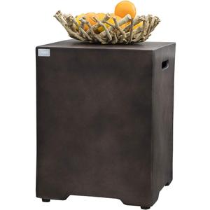 COSIEST Outdoor Hideaway Tank Table for Gas Fire Pits, Hides Standard 20lb 16-inch Propane Tank Cover, Concrete Bronze Finish, Side Handles