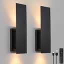 Black Wireless Wall Sconces Set of Two, 3000K-6000K Dimmable Battery Operated Wall Sconces with Remote, USB Rechargeable LED Wall Lights for Living Room Bedroom Hallway