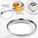 4 Pack Round Silver Mirror Decorative Trays 16" Diameter Stainless Steel