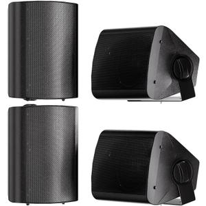 STUDIOFINIX 5.25 Inch 600W Passive Wall Mount Speakers Weather Resistant Indoor Outdoor Speakers for Patio Garage Home,2 Pairs (Black)