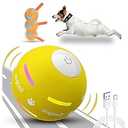OULUXYLS Dog Balls,The 3rd Generation Interactive Toys for Puppy/Small/Medium/Large Dogs,Improved Dog Rolling Effect Tennis Ball with Strap, Tough Motion Activated Automatic Moving Dog Toys (Yellow)