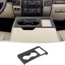 Voodonala for Ford F250 F350 F450 F550 XL XLT Center Console Water Cup Holder Panel Cover Compatible with Ford F250/F350/F450/F550 2017-2022(Black Wood,ABS,1Pc)