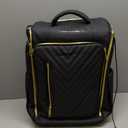 Rolling Backpack Waterproof Commuter Backpack with Wheels for Business, Laptop Compartment for 15.6-Inch Laptop, Wheeled Carry-On Bag for Adults (Gold Black)
